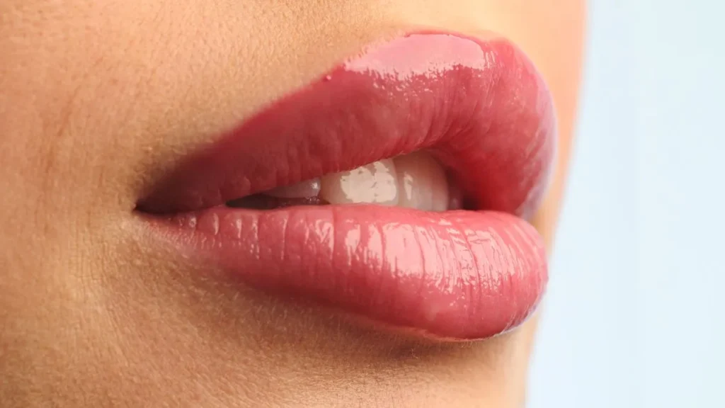 close up of lip filler lips